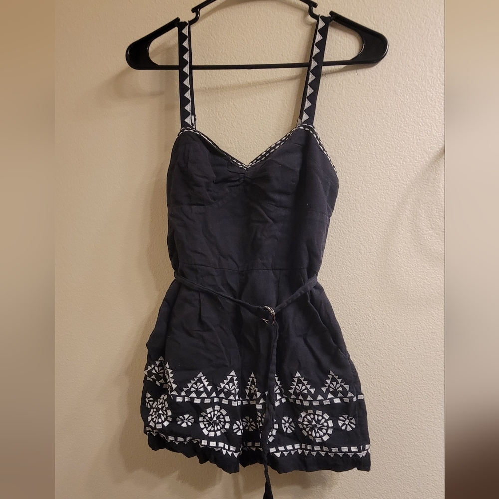 Mermaid Tofino black embroidered Anthropologie romper